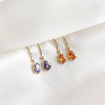 14K Gold Natural Yellow Sapphire Earrings, Solid Gold Sapphire Earrings, Dainty Sapphire Earrings, September Birthstone, Birthday Present