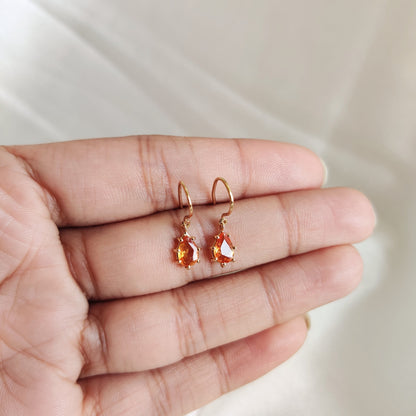 14K Gold Natural Yellow Sapphire Earrings, Solid Gold Sapphire Earrings, Dainty Sapphire Earrings, September Birthstone, Birthday Present