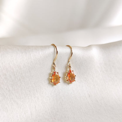 14K Gold Natural Yellow Sapphire Earrings, Solid Gold Sapphire Earrings, Dainty Sapphire Earrings, September Birthstone, Birthday Present