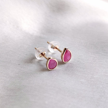 Solid Gold Natural Ruby Studs, 14K Gold Ruby Earrings, Dainty Pear Cut Ruby Studs, Natural Ruby Jewelry, July Birthstone Studs