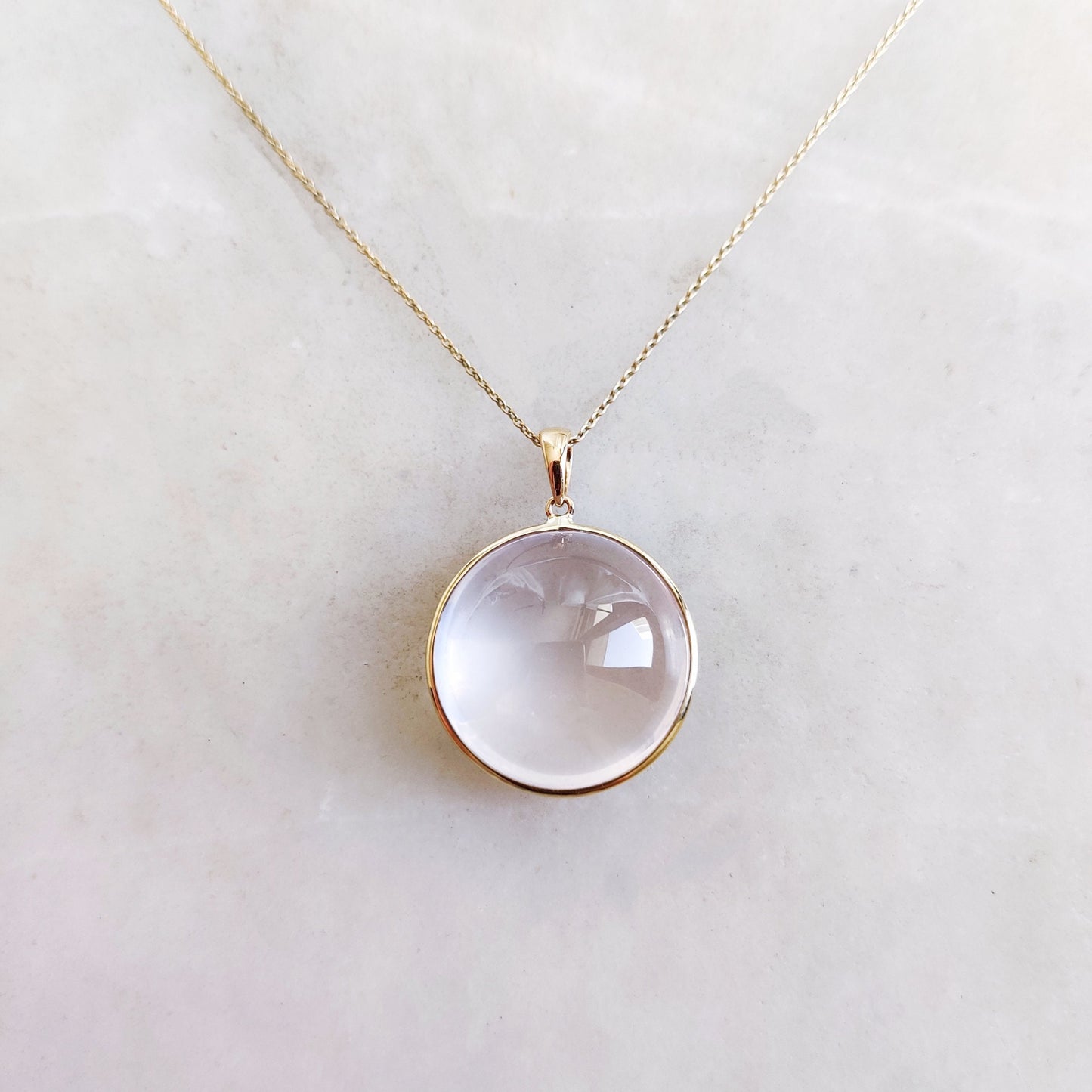 Natural Rose Quartz Pendant, 14K Solid Yellow Gold Rose Quartz Pendant, January Birthstone Pendant, Rose Quartz Jewelry, Birthday Present