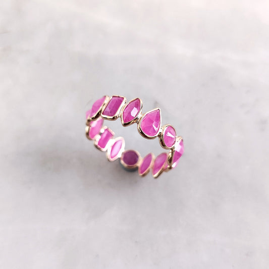 Natural Ruby Ring, 14K Solid Yellow Gold Ruby Ring, Dainty Bezel Infinity Ring, July Birthstone Ring, Natural Ruby Jewelry, Birthday Present