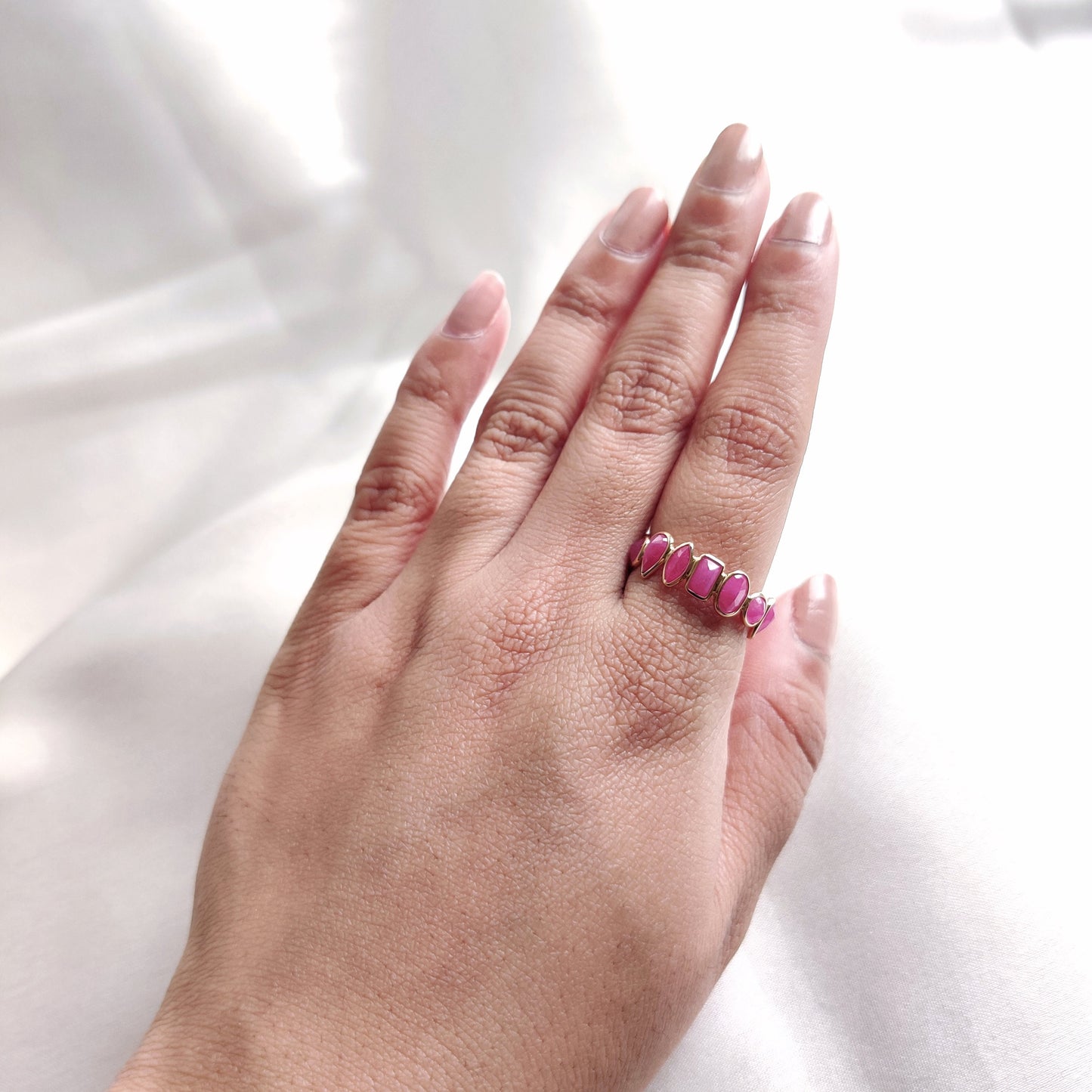 Natural Ruby Ring, 14K Solid Yellow Gold Ruby Ring, Dainty Bezel Infinity Ring, July Birthstone Ring, Natural Ruby Jewelry, Birthday Present