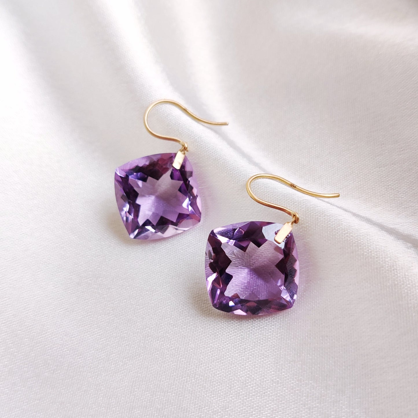 Natural Purple Amethyst Earrings, 14K Solid Gold Amethyst Earrings, February Birthstone Earrings, Statement Amethyst Earrings, Birthday Gift