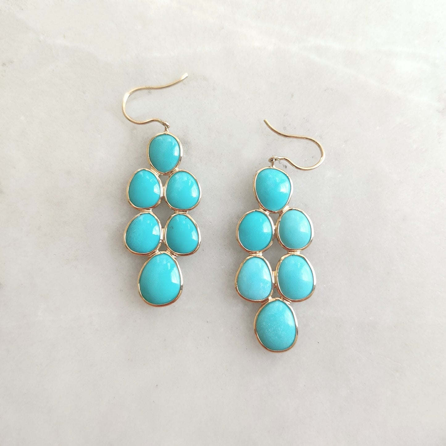 Natural Arizona Turquoise Earrings, Solid Gold Turquoise Earrings, Sleeping Beauty Turquoise Earrings, December Birthstone,Turquoise Jewelry