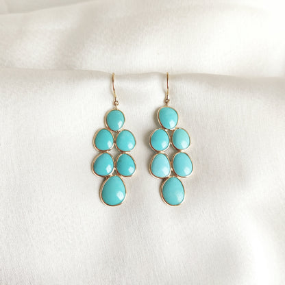 Natural Arizona Turquoise Earrings, Solid Gold Turquoise Earrings, Sleeping Beauty Turquoise Earrings, December Birthstone,Turquoise Jewelry