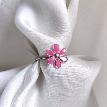 Natural Ruby Ring, 14K Solid White Gold Ruby & Diamond Ring, Bezel Flower Ring, July Birthstone, White Gold Jewelry, Dainty Ruby Ring