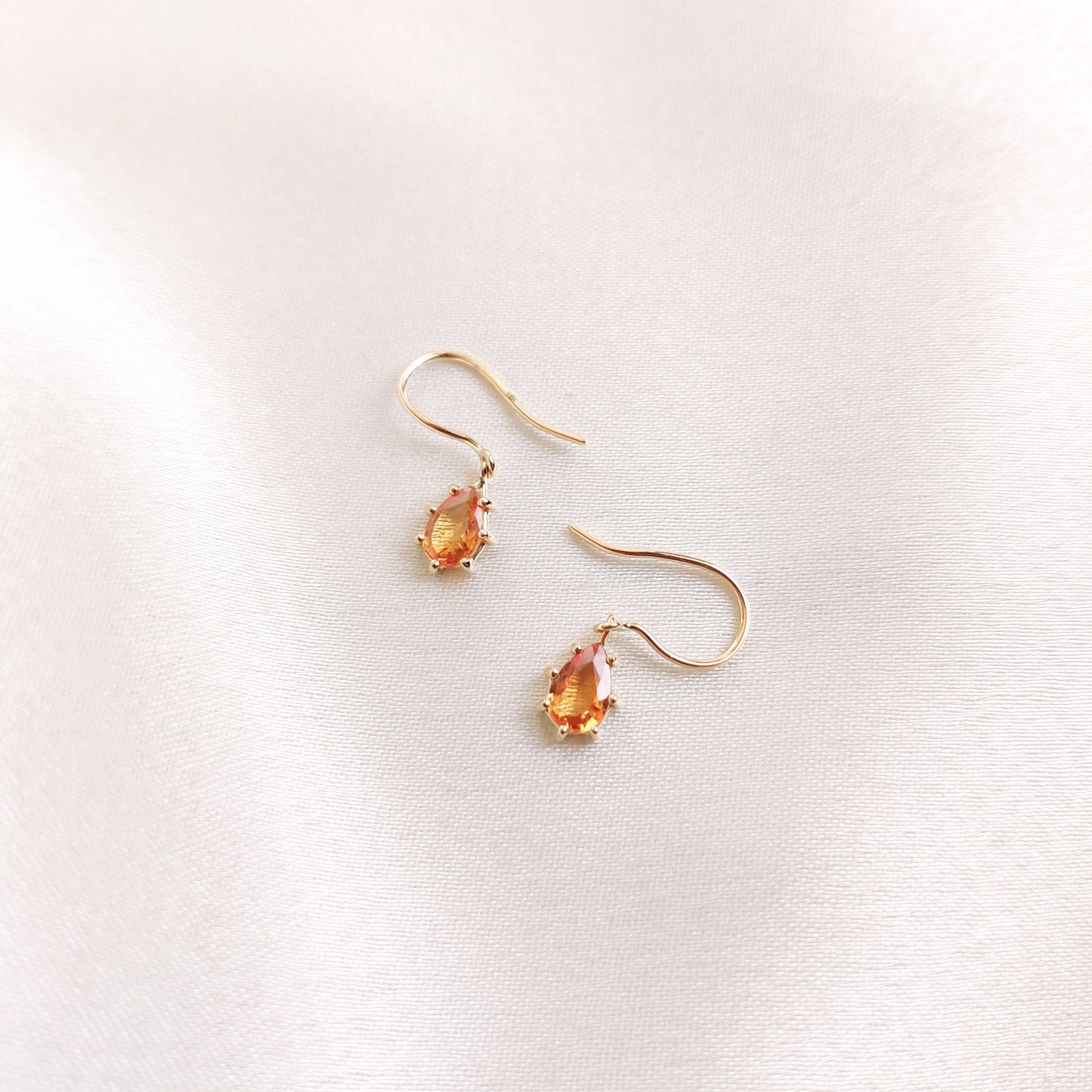 14K Gold Natural Yellow Sapphire Earrings, Solid Gold Sapphire Earrings, Dainty Sapphire Earrings, September Birthstone, Birthday Present