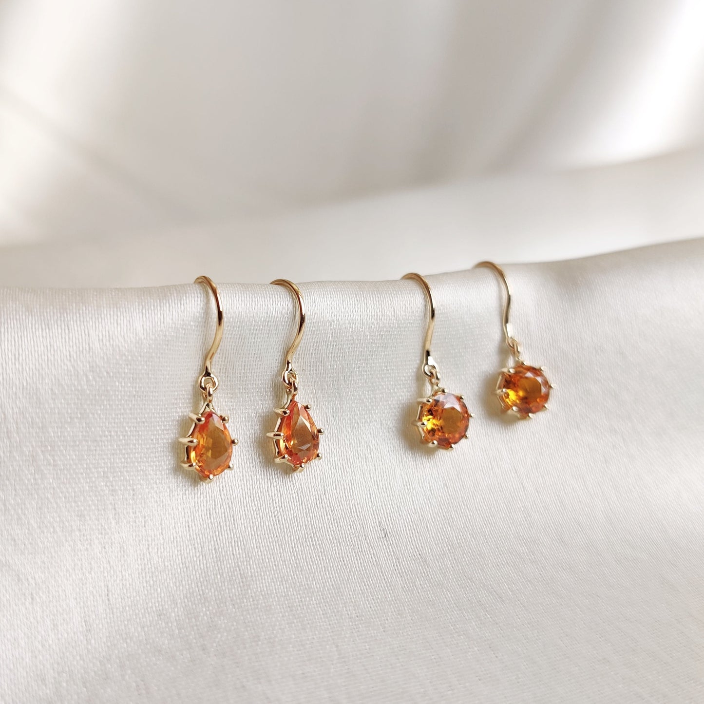 Solid Gold Natural Yellow Sapphire Earrings, 14K Yellow Gold Sapphire Earrings, Dainty Round Sapphire Earrings, September Birthstone Earring