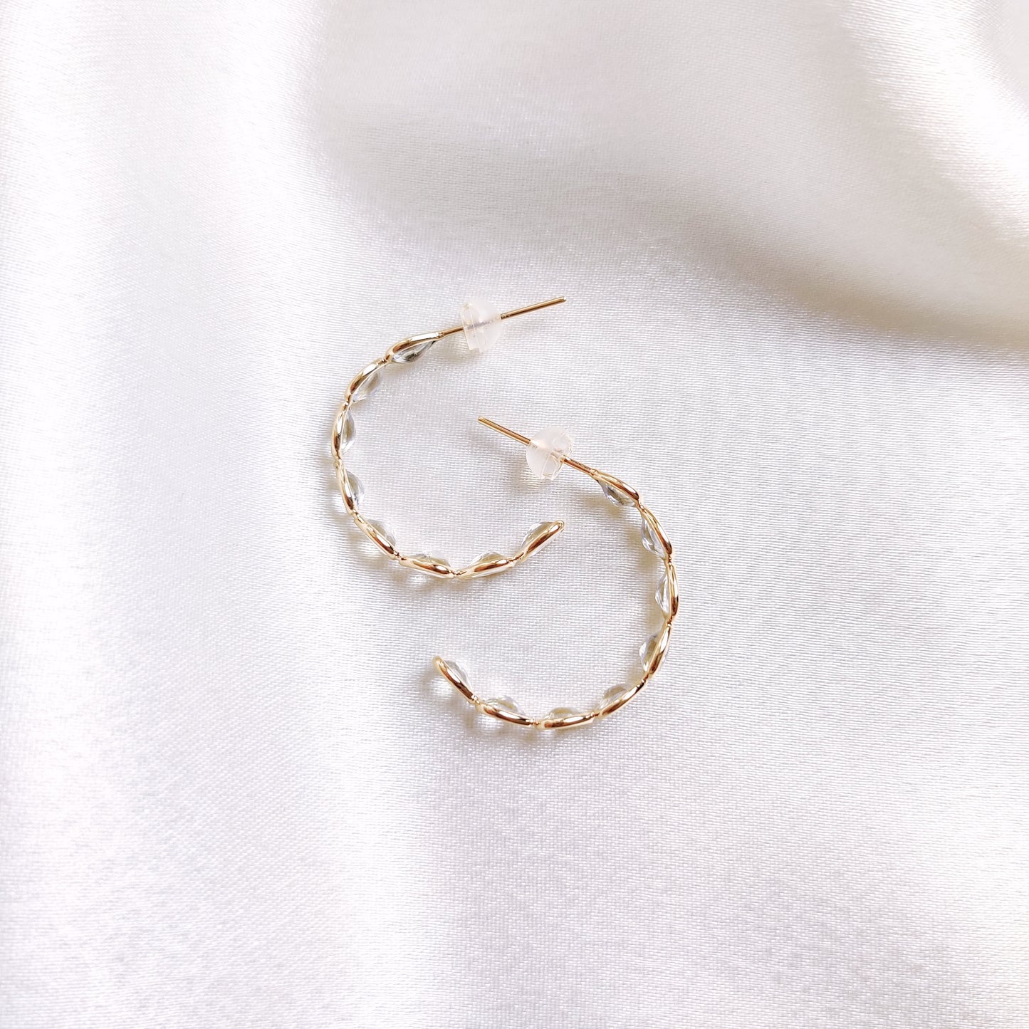 Natural Rainbow Moonstone Hoop Earrings, Solid Yellow Gold Moonstone Earrings, June Birthstone, Dainty Moonstone Earrings, Birthday Present