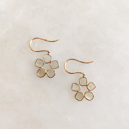 Natural Diamond Polki Earrings, Solid Gold Diamond Slice Earrings, April Birthstone Earrings, Dainty Diamond Polki Flower Earring