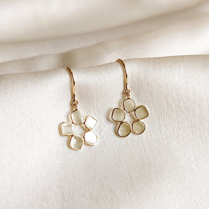 Natural Diamond Polki Earrings, Solid Gold Diamond Slice Earrings, April Birthstone Earrings, Dainty Diamond Polki Flower Earring