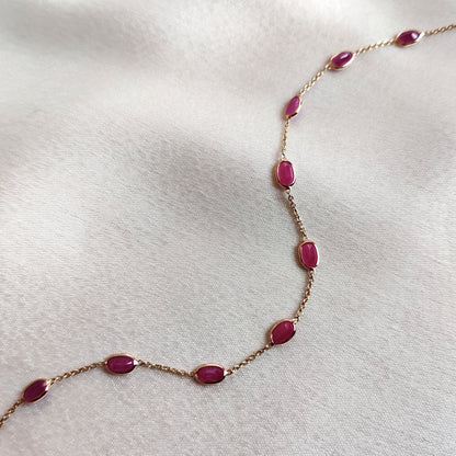 Natural Ruby Bracelet, 14K Solid Yellow Gold Ruby Bracelet, Dainty Ruby Bracelet, July Birthstone Bracelet, Christmas Present