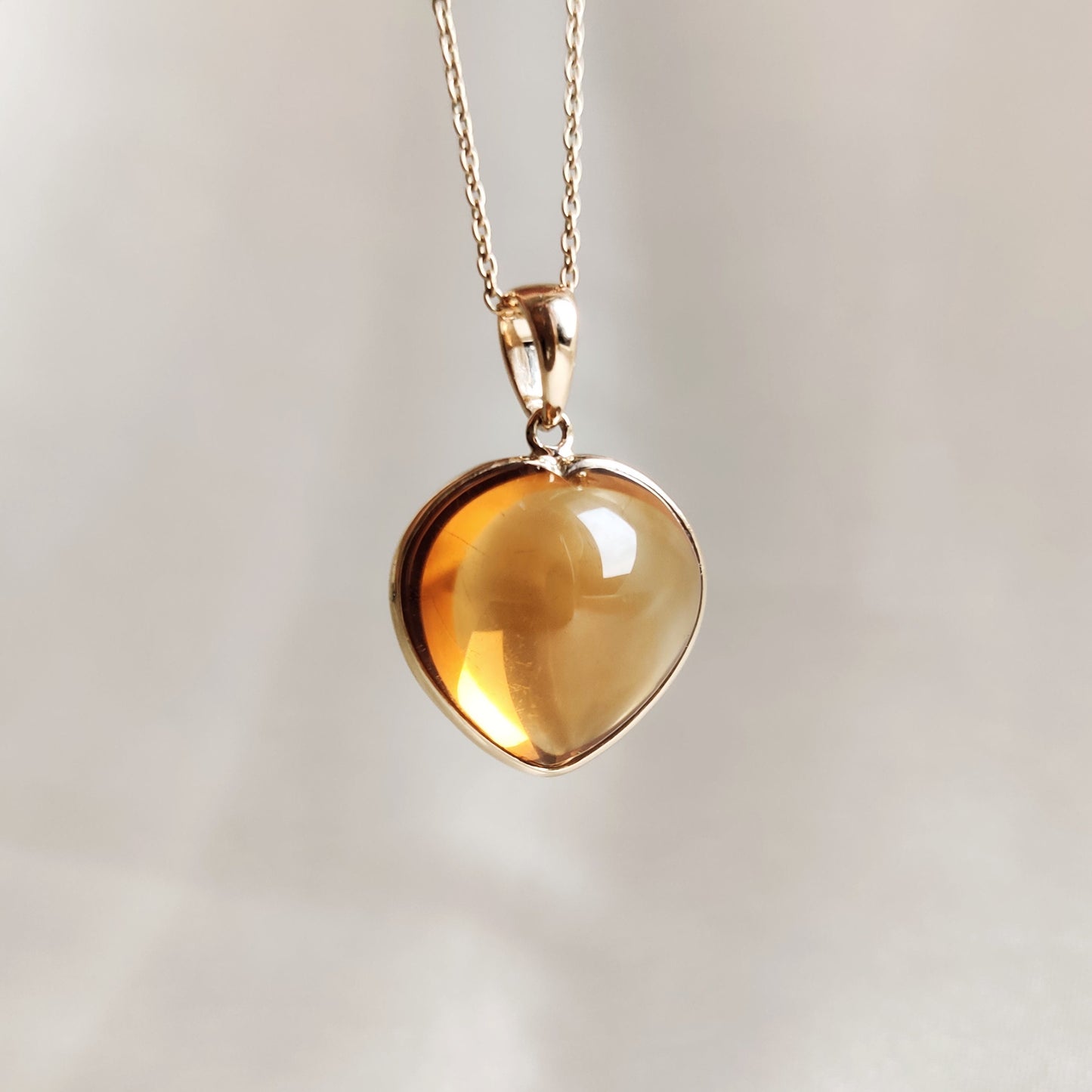 Natural Citrine Heart Pendant, 14K Solid Yellow Gold Citrine Pendant, November Birthstone Pendant, Gemstone Heart Pendant, Citrine Jewelry