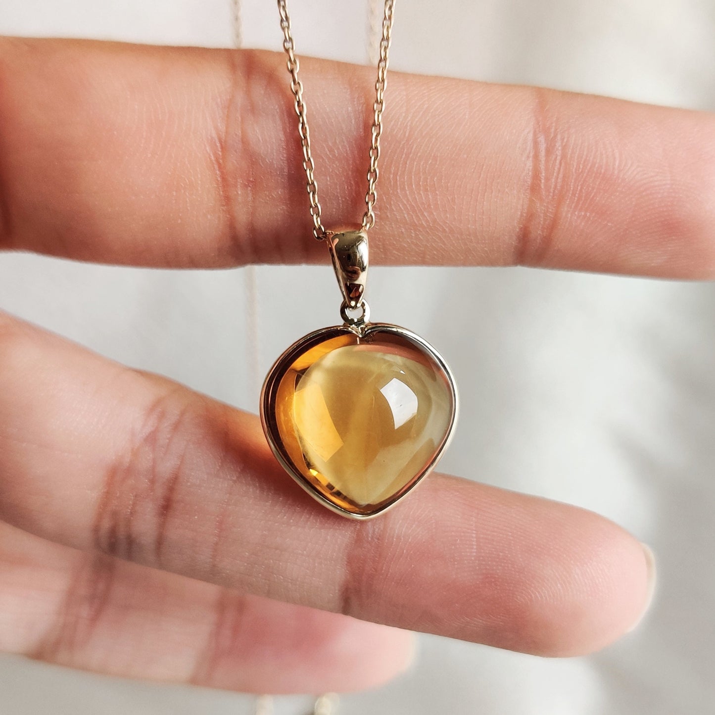 Natural Citrine Heart Pendant, 14K Solid Yellow Gold Citrine Pendant, November Birthstone Pendant, Gemstone Heart Pendant, Citrine Jewelry