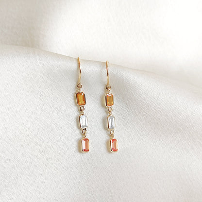 14K Gold Natural Multi Sapphire Earrings, Solid Gold Sapphire Earrings, Dainty Sapphire Drop Earrings, September Birthstone Earrings