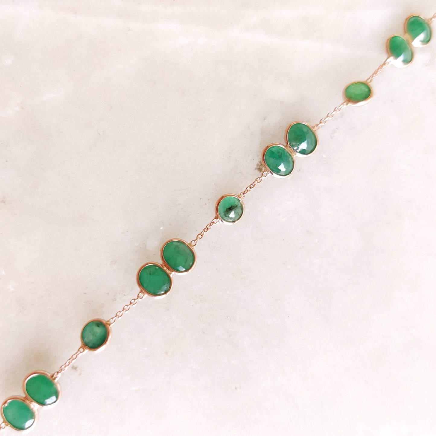 Natural Emerald Bracelet, 14K Solid Gold Emerald Bracelet, Dainty Emerald Bezel Set Bracelet, May Birthstone Bracelet, Emerald Jewelry