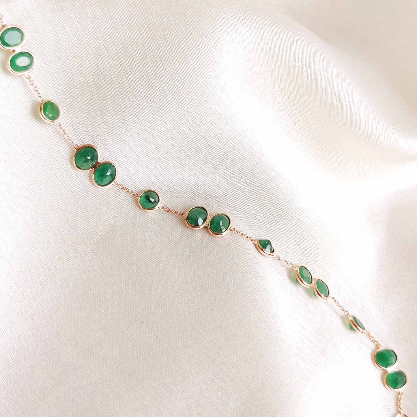 Natural Emerald Bracelet, 14K Solid Gold Emerald Bracelet, Dainty Emerald Bezel Set Bracelet, May Birthstone Bracelet, Emerald Jewelry