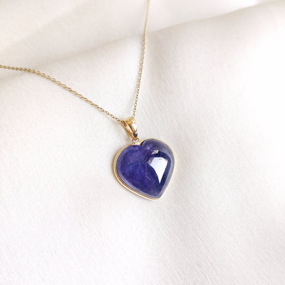 Natural Tanzanite Heart Pendant, 14K Solid Yellow Gold Tanzanite Pendant, December Birthstone Pendnat, Heart Shape Pendant, Christmas Gift