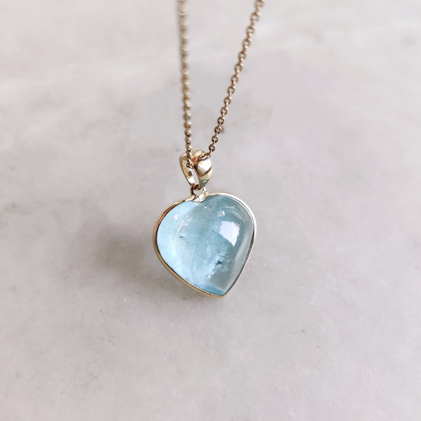 Natural Aquamarine Heart Pendant, 14K Solid Yellow Gold Aquamarine Pendant, Heart Shape Pendant, March Birthstone Pendant, Christmas Present