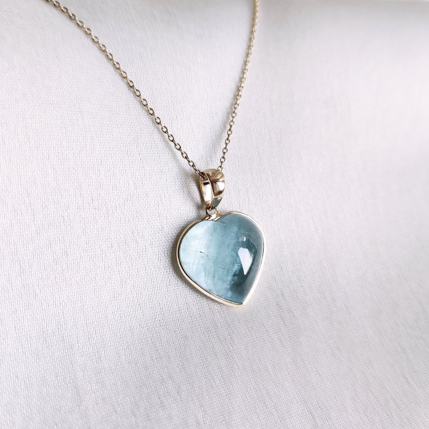 Natural Aquamarine Heart Pendant, 14K Solid Yellow Gold Aquamarine Pendant, Heart Shape Pendant, March Birthstone Pendant, Christmas Present