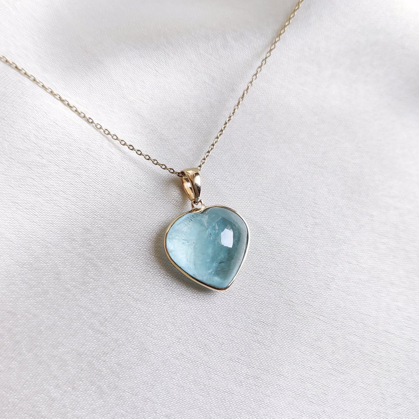 Natural Aquamarine Heart Pendant, 14K Solid Yellow Gold Aquamarine Pendant, Heart Shape Pendant, March Birthstone Pendant, Christmas Present