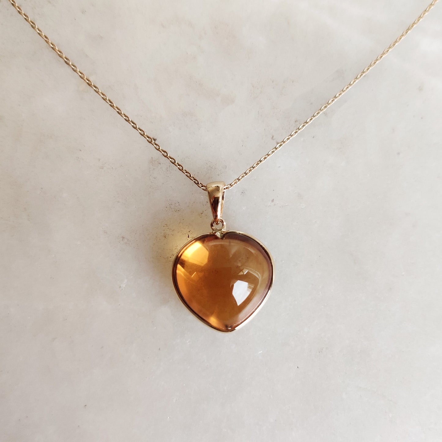 Natural Citrine Heart Pendant, 14K Solid Yellow Gold Citrine Pendant, November Birthstone Pendant, Gemstone Heart Pendant, Citrine Jewelry