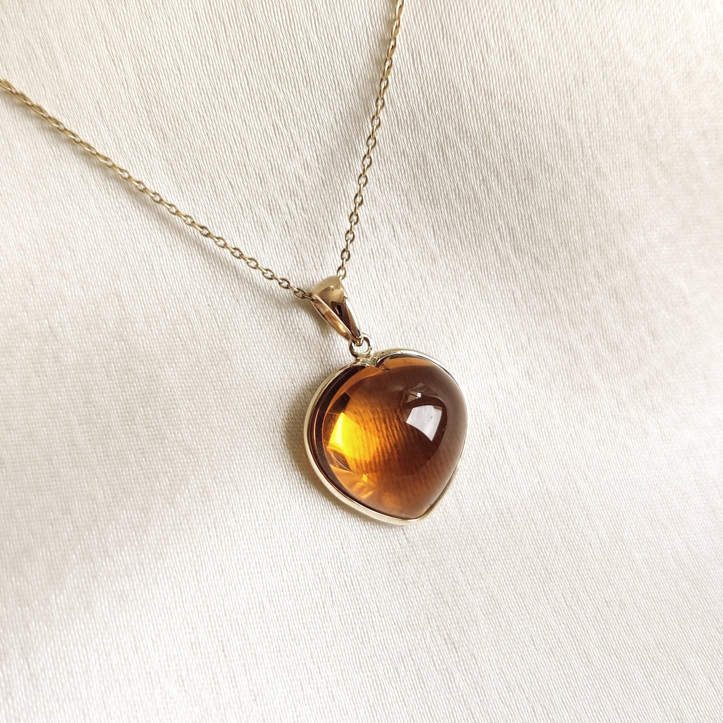 Natural Citrine Heart Pendant, 14K Solid Yellow Gold Citrine Pendant, November Birthstone Pendant, Gemstone Heart Pendant, Citrine Jewelry