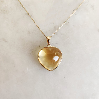 Natural Citrine Heart Pendant, 14K Solid Yellow Gold Citrine Pendant, November Birthstone Pendant, Gemstone Heart Pendant, Citrine Jewelry