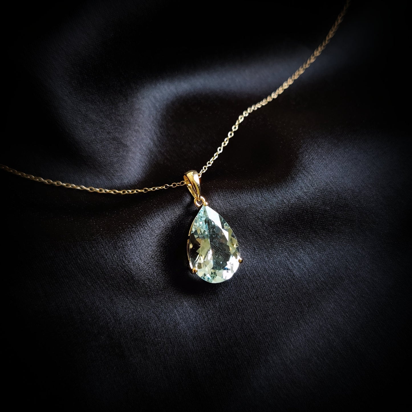 Natural Aquamarine Pendant, 14K Solid Yellow Gold Aquamarine Pendant, March Birthstone, Pear Cut Aquamarine Pendent, Christmas Present