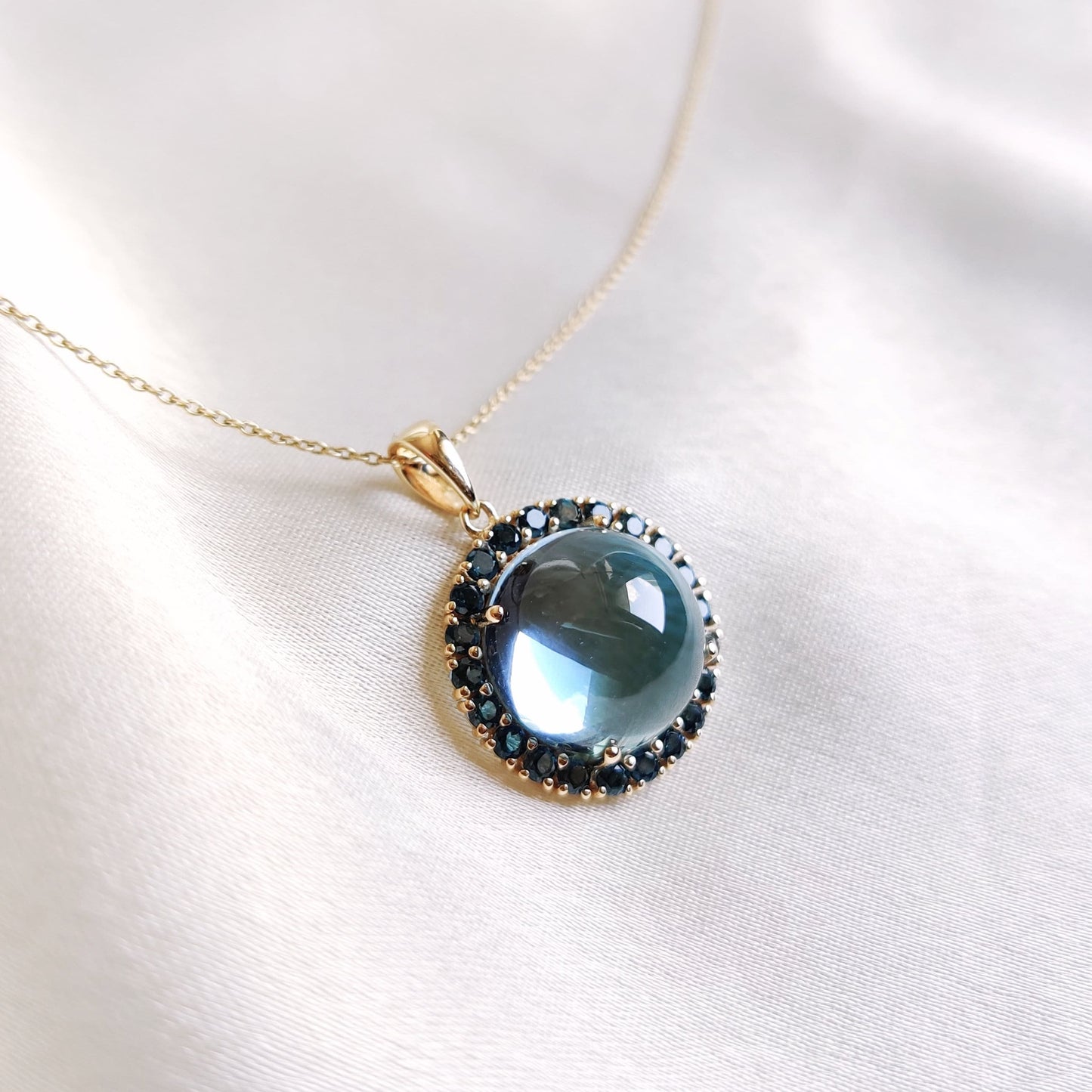 Natural Sky Blue Topaz & London Blue Topaz Pendant, 14K Solid Gold Blue Topaz Pendant, December Birthstone Pendant, Blue Topaz Jewelry