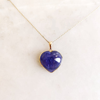 Natural Tanzanite Heart Pendant, 14K Solid Yellow Gold Tanzanite Pendant, December Birthstone Pendnat, Heart Shape Pendant, Christmas Gift