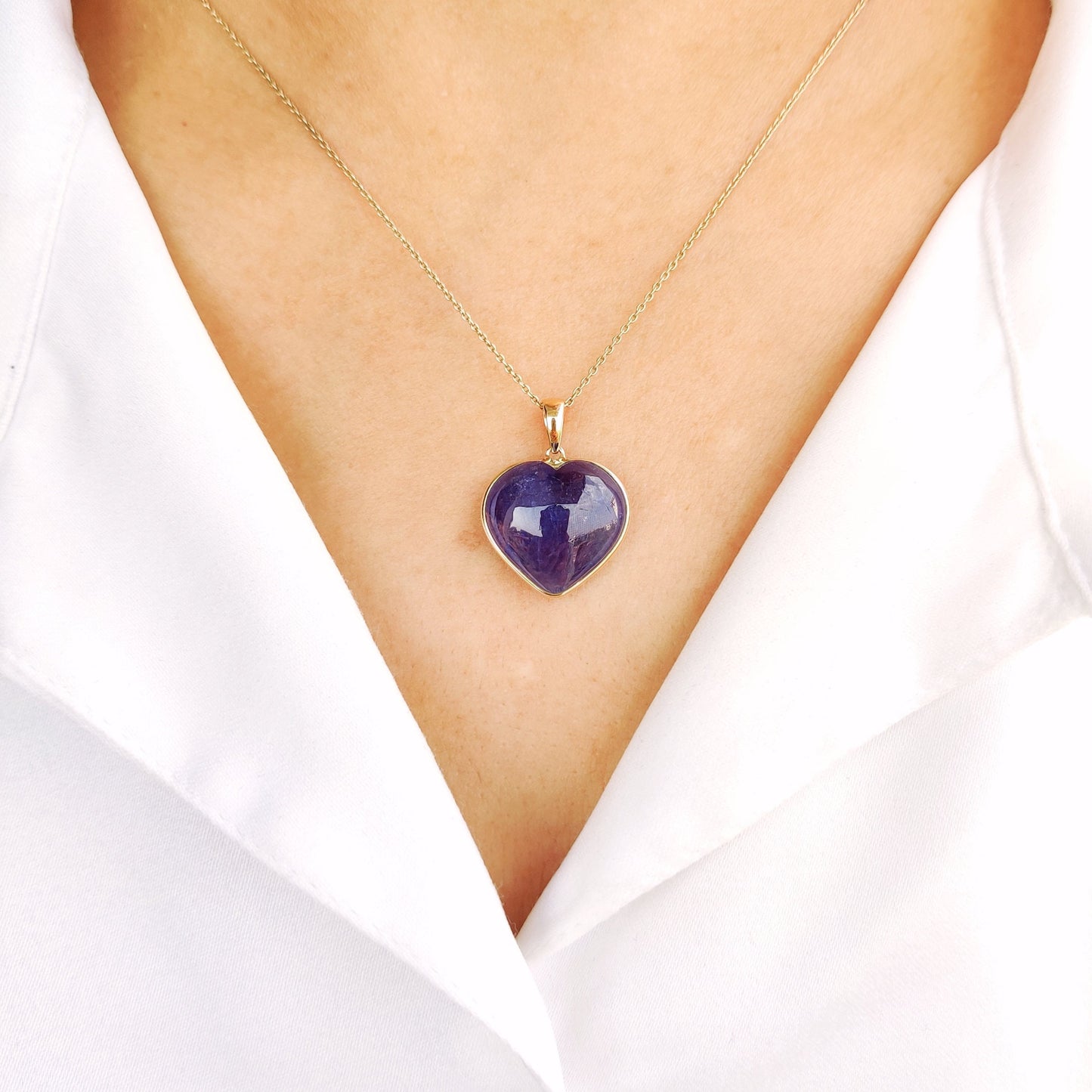 Natural Tanzanite Heart Pendant, 14K Solid Yellow Gold Tanzanite Pendant, December Birthstone Pendnat, Heart Shape Pendant, Christmas Gift