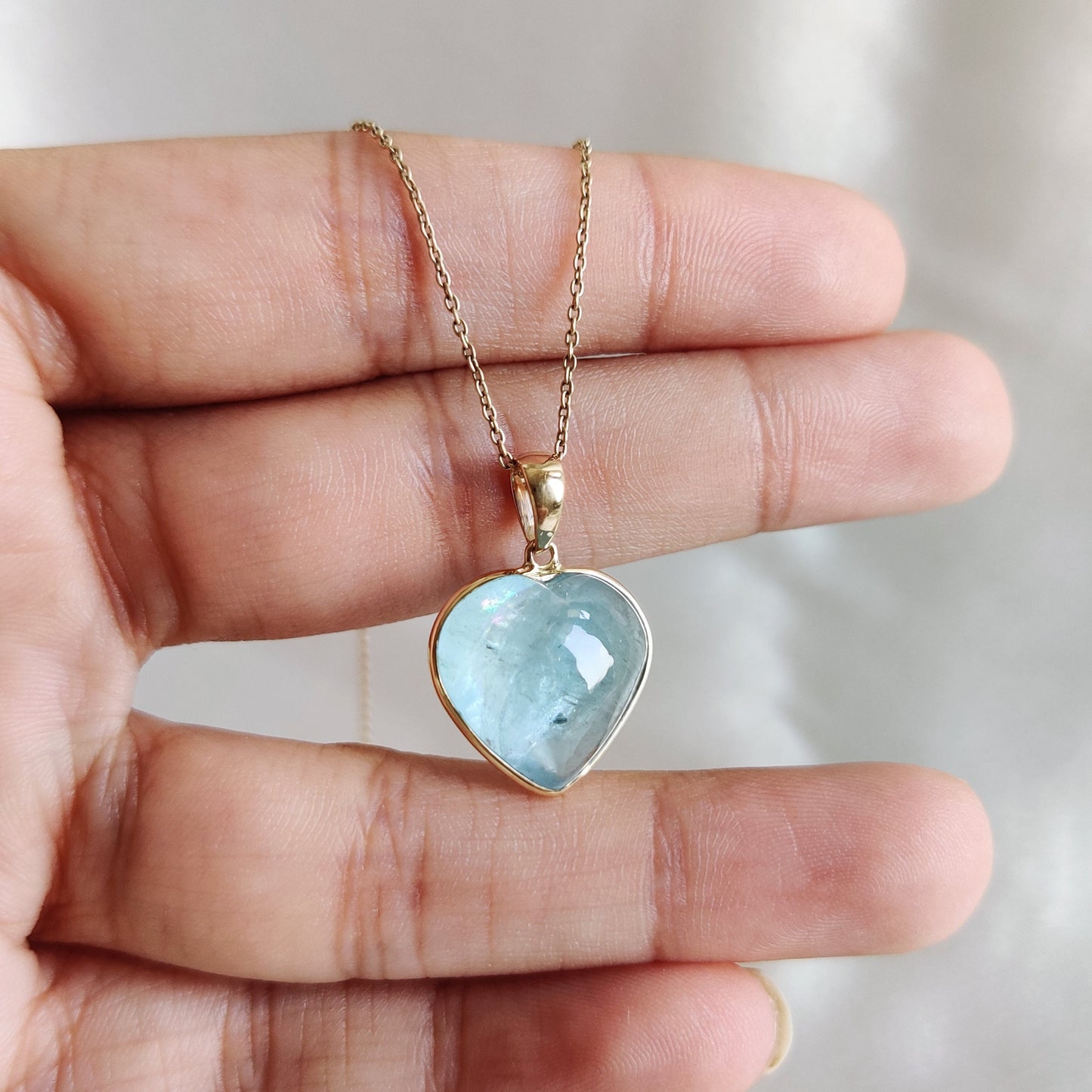 Natural Aquamarine Heart Pendant, 14K Solid Yellow Gold Aquamarine Pendant, Heart Shape Pendant, March Birthstone Pendant, Christmas Present