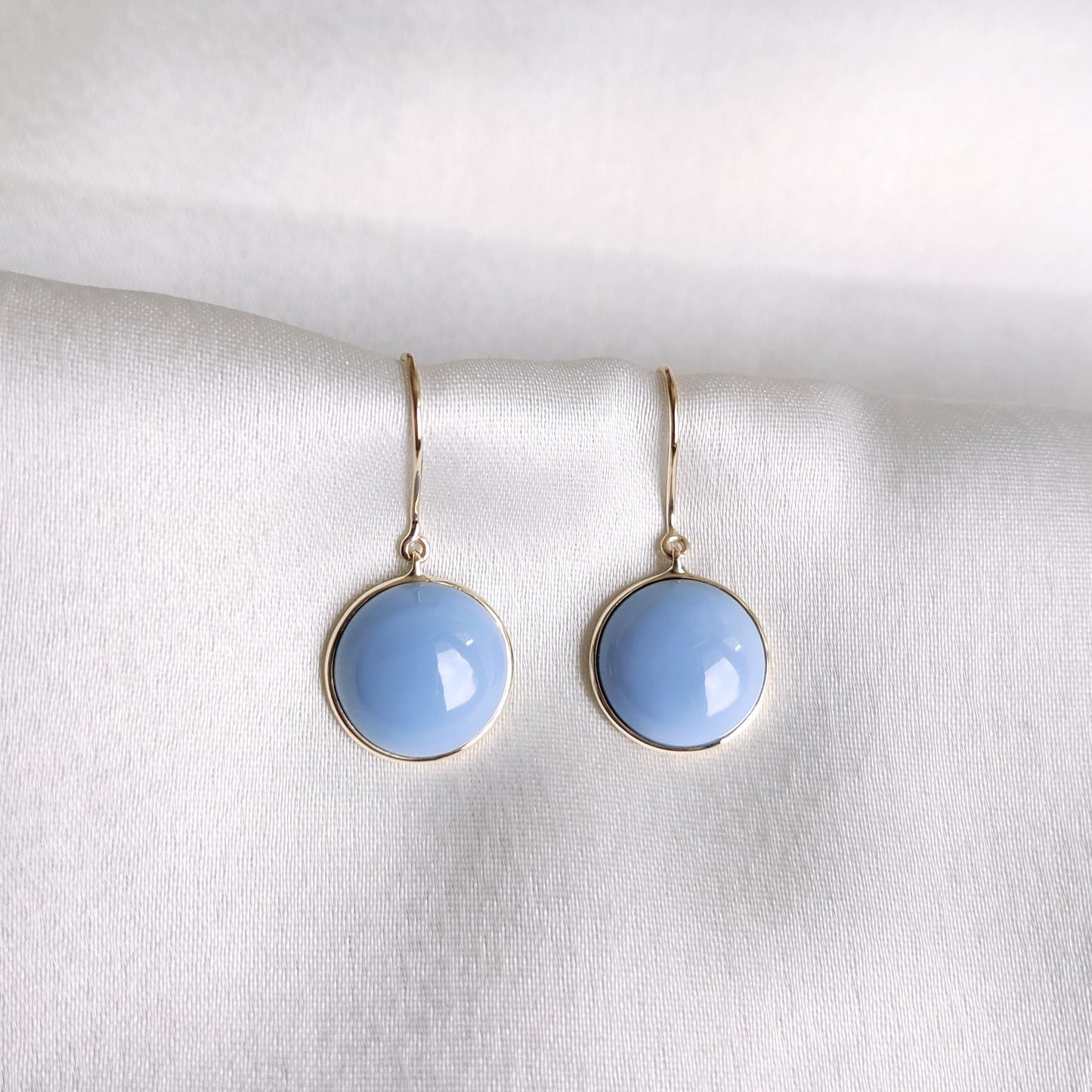 Natural Blue Opal Earring, 14K Solid Yellow Gold OpalEarring, October Birthstone Earrings, Blue Opal Drop Earring, Christmas Present