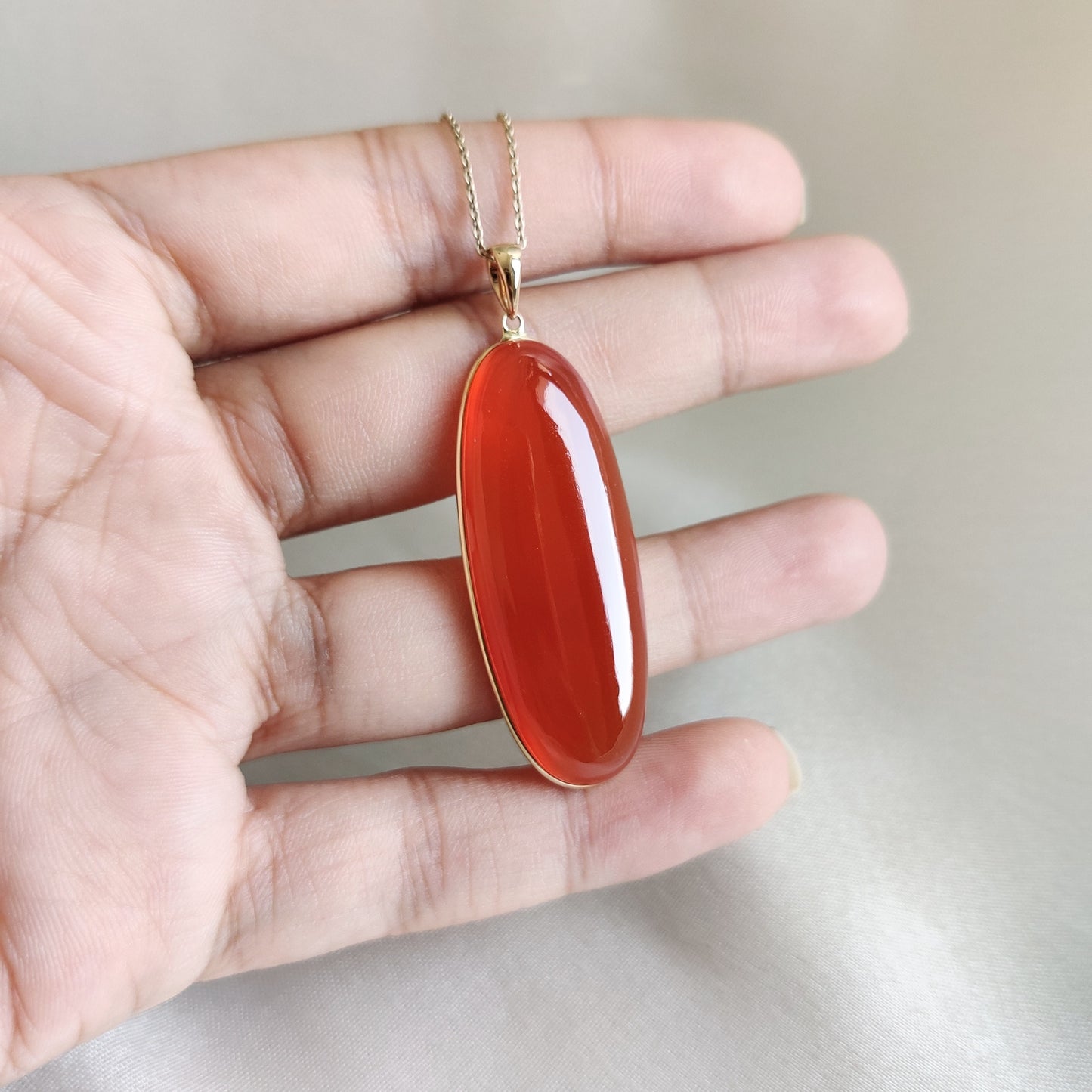 Natural Red Onyx Pendant, 14K Solid Yellow Gold Onyx Pendant, December Birthstone Pendant, Christmas Present