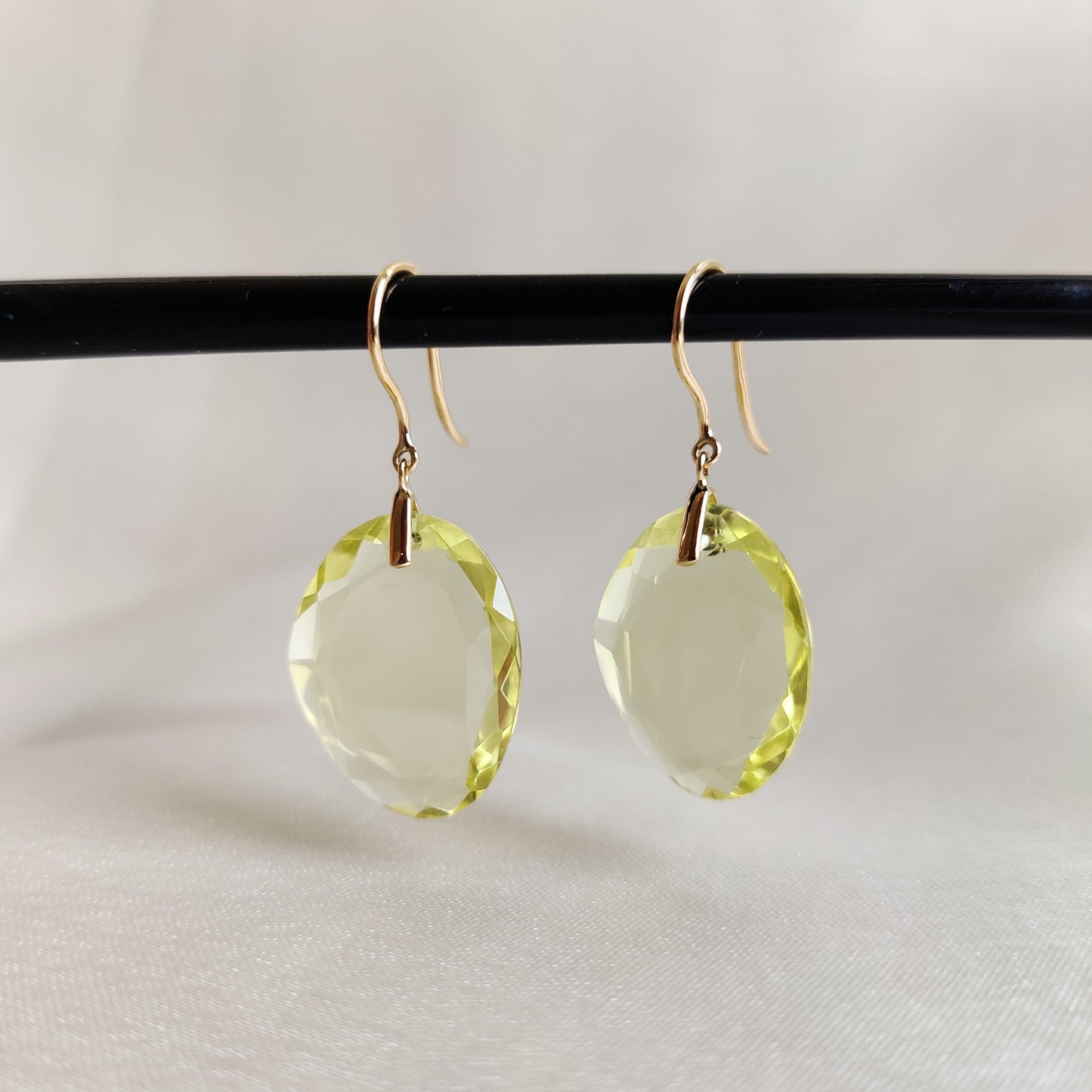 Natural Lemon Quartz Earrings, 14K Solid Yellow Gold Quartz Earrings, November Birthstone Earrings, Christmas Gift, Quartz Jewelry