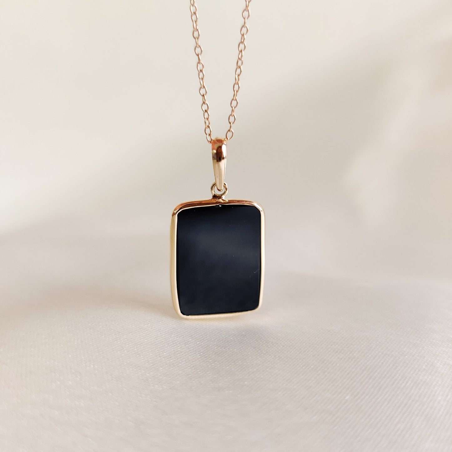 Natural Black Onyx Pendant, 14K Solid Yellow Gold Pendant, July Birthstone Pendant, Black Onyx Pendant, Christmas Present, Bezel Pendant