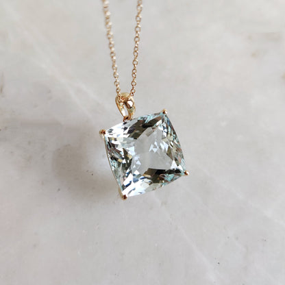 Natural Aquamarine Pendant, 14K Solid Yellow Gold Aquamarine Pendant, March Birthstone Pendant, Aquamarine Jewelry, Christmas Present