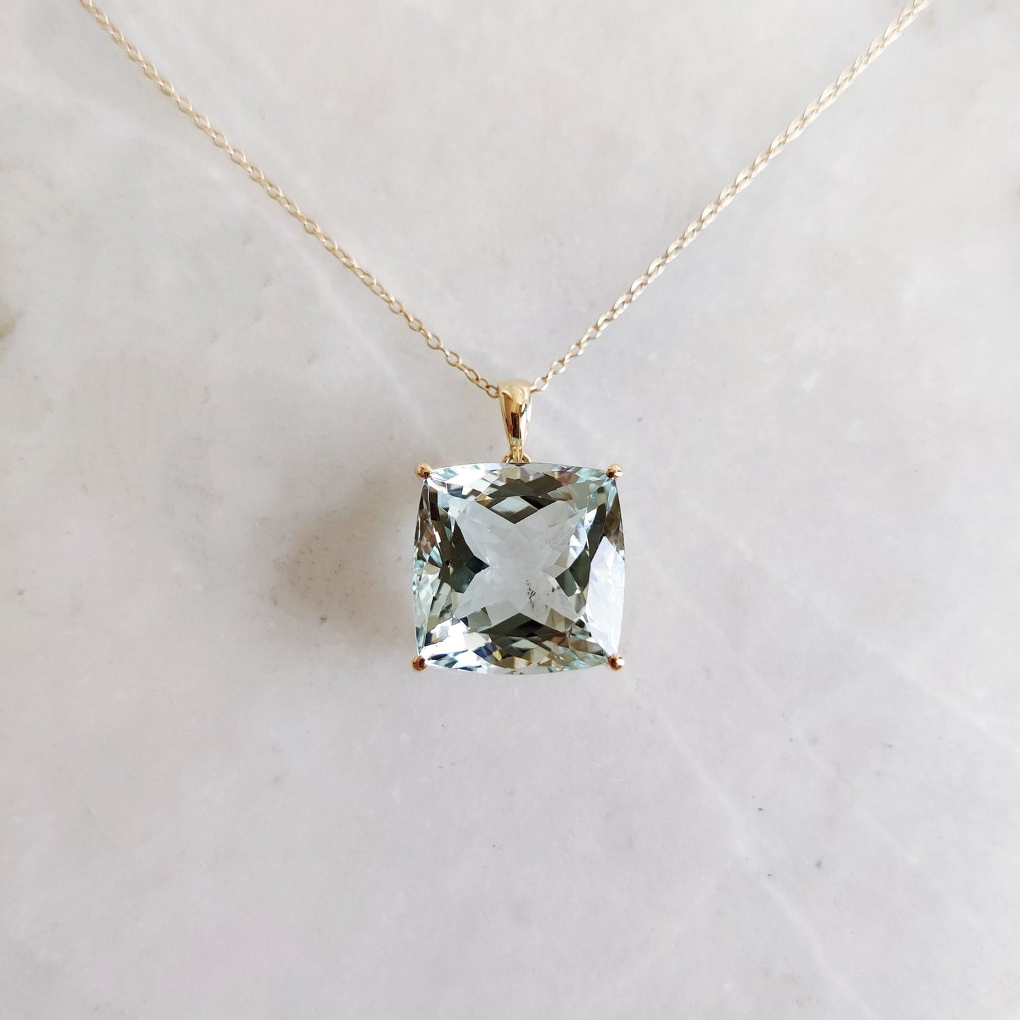 Natural Aquamarine Pendant, 14K Solid Yellow Gold Aquamarine Pendant, March Birthstone Pendant, Aquamarine Jewelry, Christmas Present