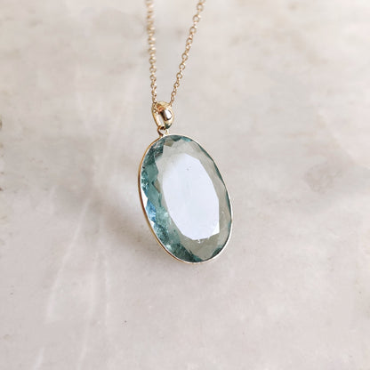 Natural Aquamarine Pendant, 14K Solid Gold Aquamarine Pendant, March Birthstone Pendant, Birthday Present, Bezel Set Pendant