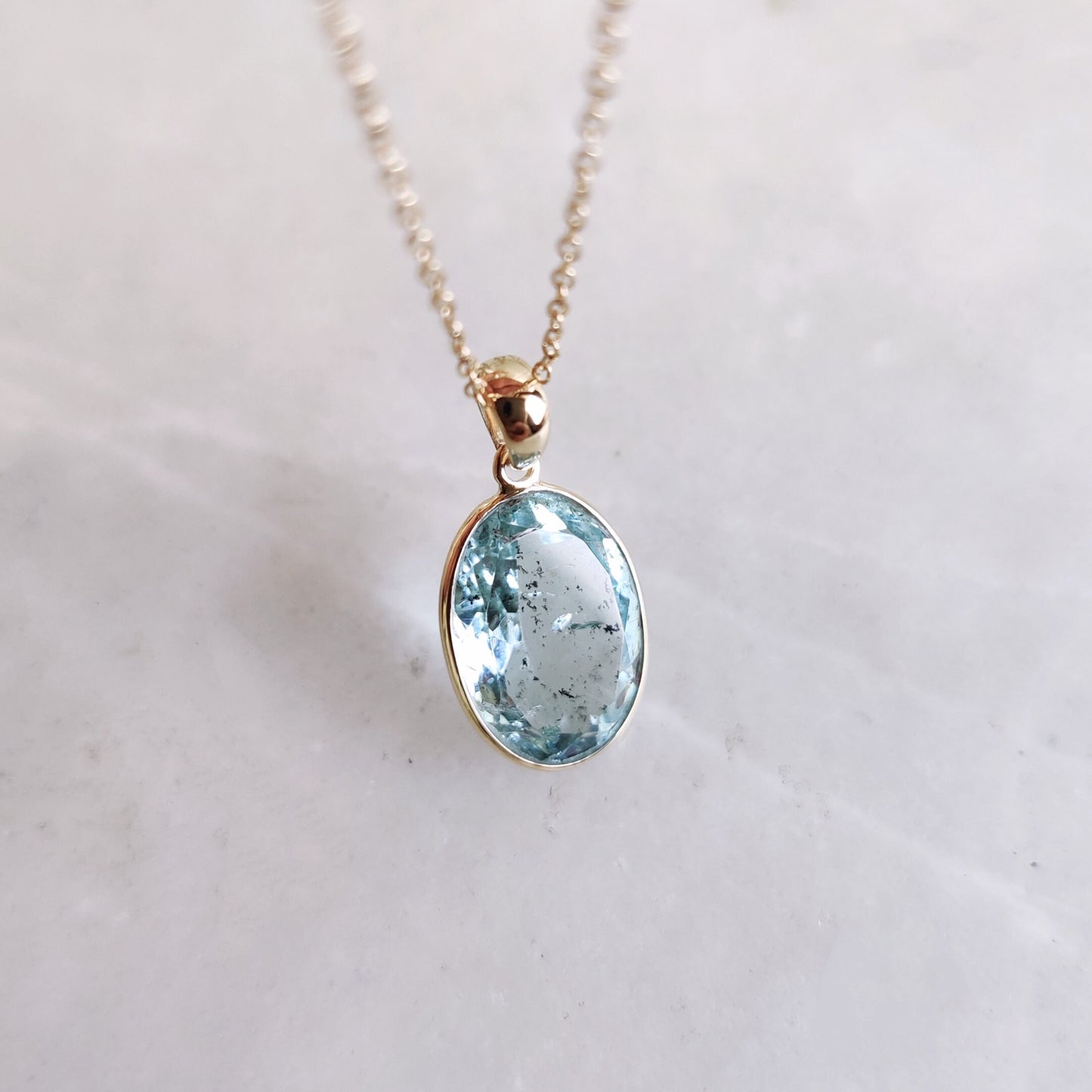 Natural Aquamarine Pendant, 14K Solid Yellow Gold Aquamarine Pendant, March Birthstone Pendant, Bezel Pendant, Christmas Gift