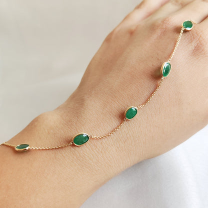 Natural Emerald Bracelet, 14K Solid Gold Emerald Bracelet, Dainty Emerald Bezel Set Bracelet, May Birthstone Bracelet, Emerald Jewelry