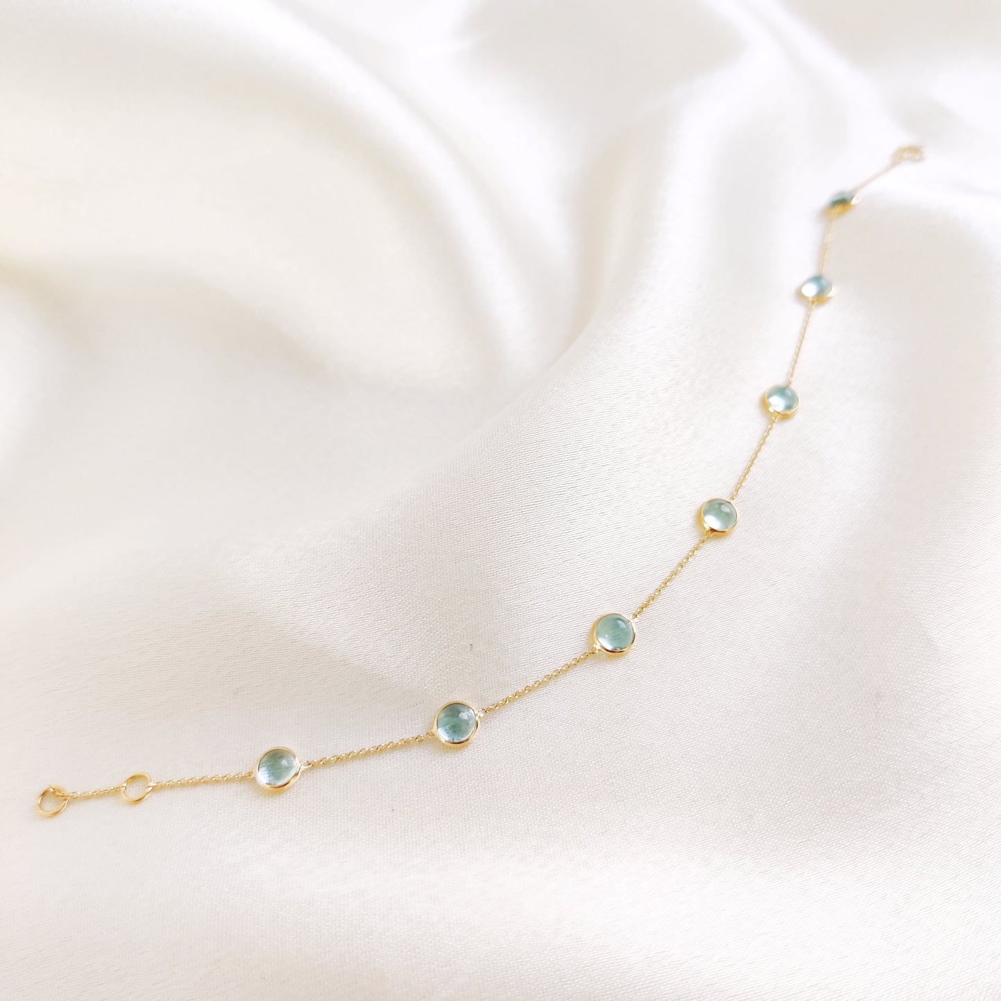 Natural Aquamarine Bracelet, 14K Solid Yellow Gold Bracelet, Aquamarine Bezel Set Bracelet, March Birthstone Bracelet, Aquamarine Jewelry