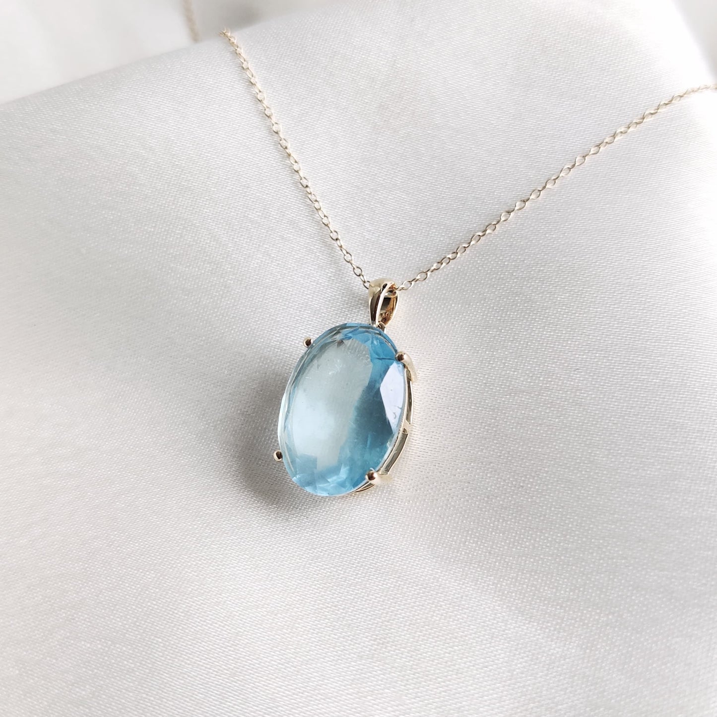 Natural Aquamarine Pendant, 14K Solid Gold Aquamarine Pendant, March Birthstone Pendant, Birthday Present, Natural Aquamarine Jewelry