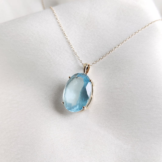 Natural Aquamarine Pendant, 14K Solid Gold Aquamarine Pendant, March Birthstone Pendant, Birthday Present, Natural Aquamarine Jewelry