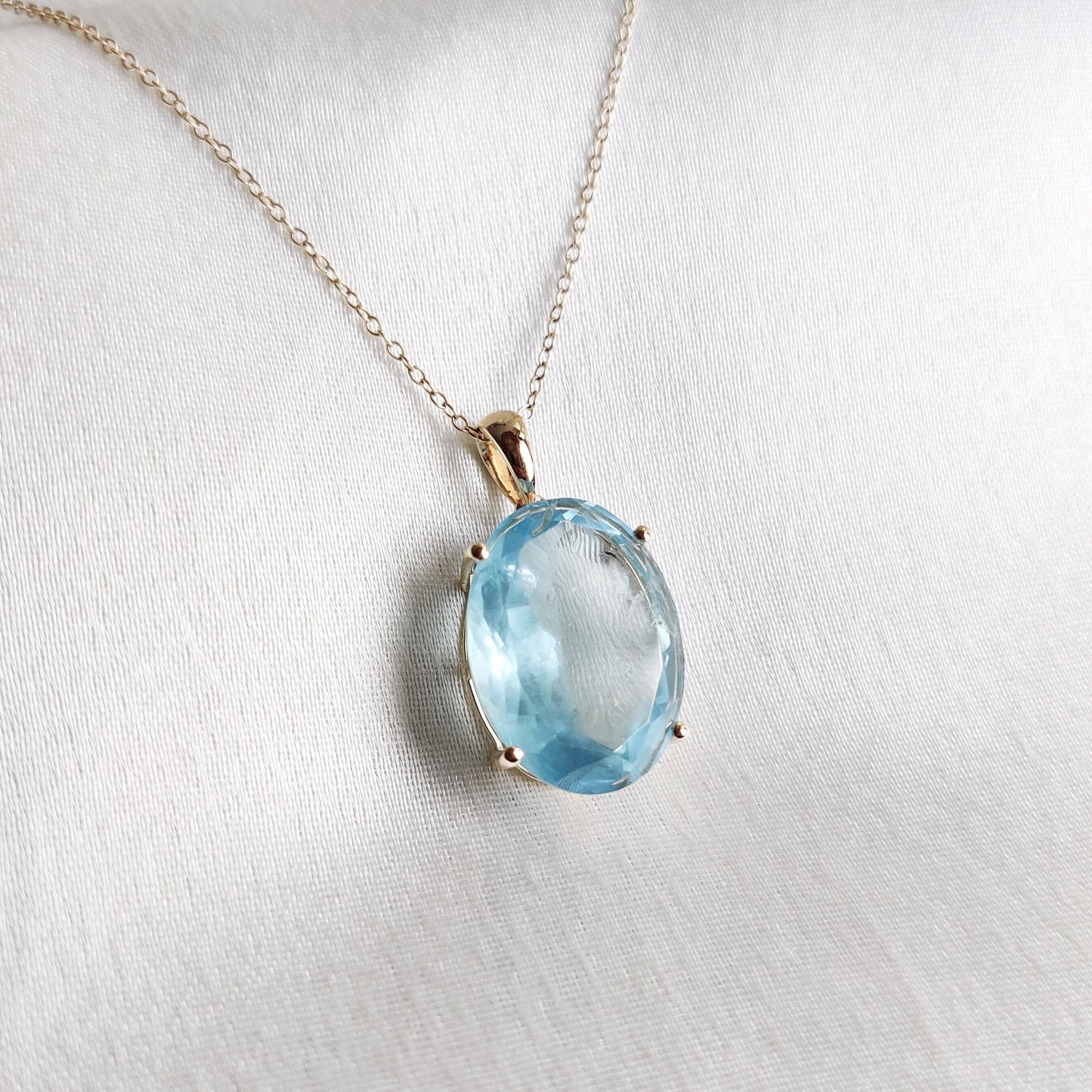 Natural Aquamarine Pendant, 14K Solid Gold Aquamarine Pendant, March Birthstone Pendant, Birthday Present, Natural Aquamarine Jewelry