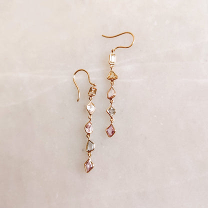 Natural Mult Sapphire Earrings, Solid Gold Sapphire Danglers, Dainty Sapphire Earrings, September Birthstone Earrings, Birthday Present