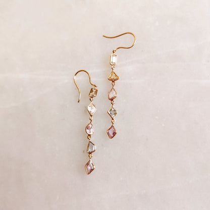 Natural Mult Sapphire Earrings, Solid Gold Sapphire Danglers, Dainty Sapphire Earrings, September Birthstone Earrings, Birthday Present