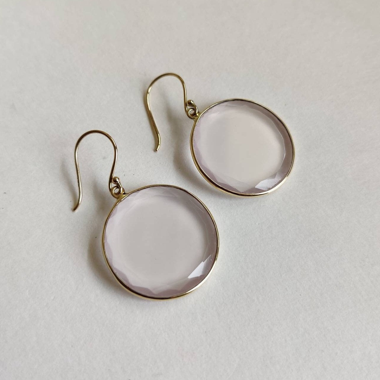 Natural Rose Quartz Earring, 14K Solid Yellow Gold Earring, January Birthstone Earrings, Rose Quartz Jewelry, Christmas Present